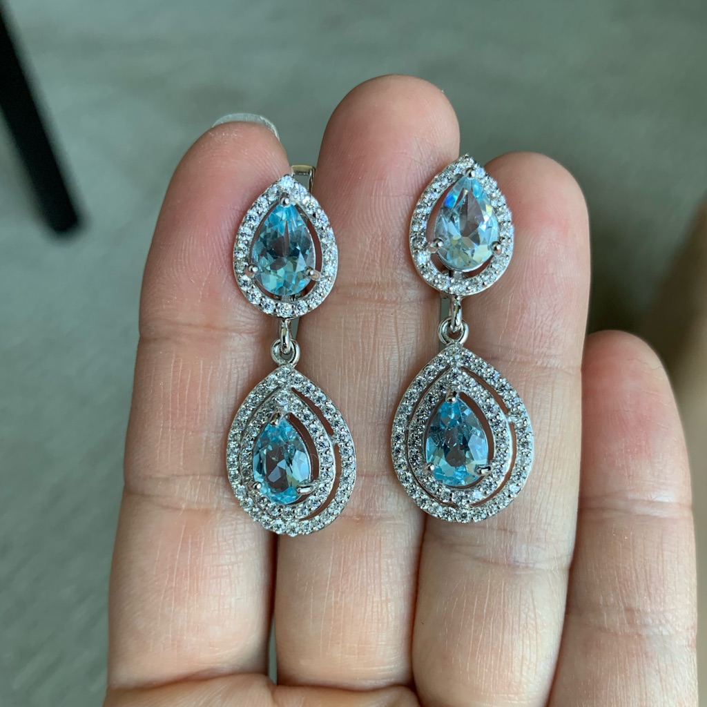 Genuine Blue Topaz Earrings